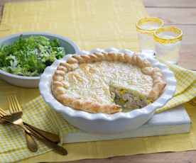 Chicken, leek and corn pie