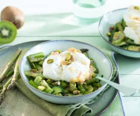 Ensalada de espárragos con pistachos y mozzarella