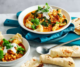 Loaded chickpea masala with spelt chapatis (Diabetes)