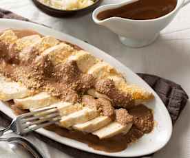 Pechugas de pollo con salsa de avellanas y chocolate