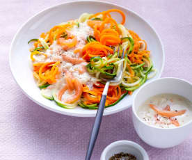 Spaghetti de légumes et sauce au saumon