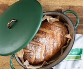 Buttermilk loaf baked in a cast iron pot