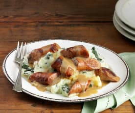 Colcannon with Sausages and Guinness Gravy