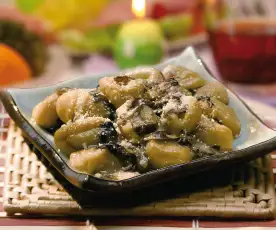 Gnocchi au safran et sauce à la salade de Trévise