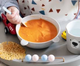 Soupe à la tomate, tuiles de fromage