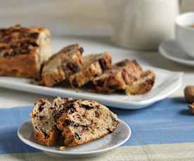 Pan de mantequilla con chocolate y nueces