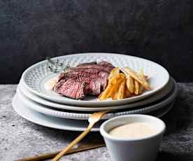 Sous-vide krvavý steak s omáčkou béarnaise