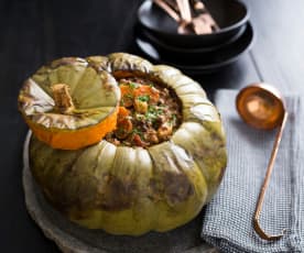 Baked pumpkin and beef stew