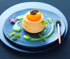 Œuf crémeux, gâteaux de saumon fumé et crème chlorophylle - Nicolas Masse