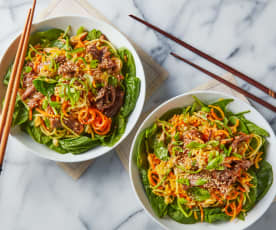 Salade spiralée avec bavette de bœuf