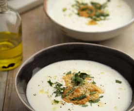 Jerusalem Artichoke Soup with Truffle Oil and Parmesan Crisps