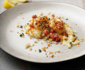 Scallops with Parsnip Purée and Pancetta Crumbs