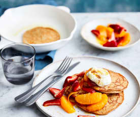 Sweet potato pancakes with orange and strawberries (Diabetes)