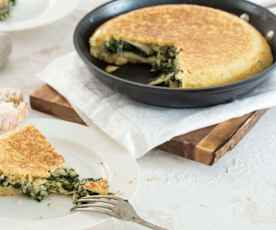 Tortilla de arroz rellena de espinaca y queso