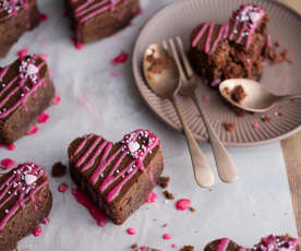 Muffins de chocolate em forma de coração