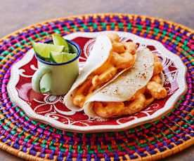 Tortille z krewetkami w kremowym sosie z chili