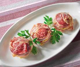 Polpette di pollo con pancetta croccante