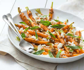 Carrot, feta and mint salad