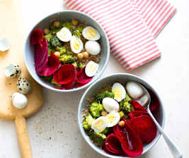 Salade de boulgour, betterave et œufs
