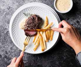 Bife de lombo em sous-vide com molho béarnaise