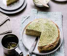 Gâteau de crêpes au thé matcha