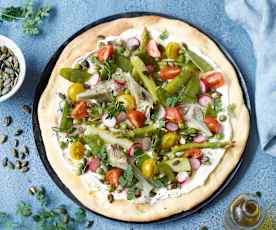 Pizzas maraîchères au fromage frais de brebis