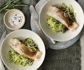 Balsamic salmon and zucchini noodles