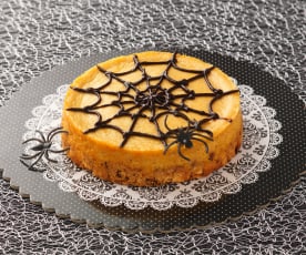 Citrus and spice spider web cheesecake