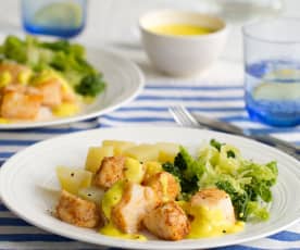 Pollock with Potatoes, Savoy Cabbage and Citrus Sauce
