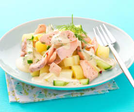 Salade de pommes de terre et de saumon à l'aneth