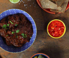 Mexican shredded beef cheeks with quinoa chia tortillas