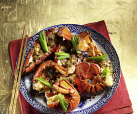 Lobster Tails with Black Bean Chili Sauce