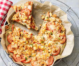 Focaccia serowa z pomidorami