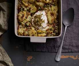 Queijo gratinado com batatas