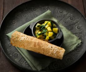 Dosa with spiced potato filling