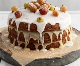 Gooseberry Curd Layer Cake with Elderflower Icing