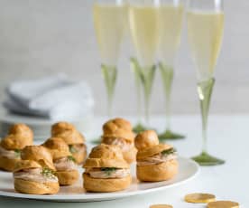Gougère puffs with salmon mousse