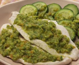 Chicken breasts with courgette topping