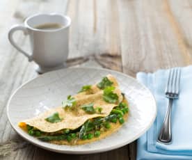 Asparagus and pea omelette