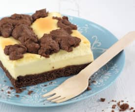 Falso cheesecake con streusel de chocolate