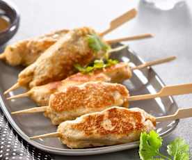 Petites brochettes de poulet asiatiques