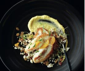 John Dory with cauliflower couscous and corn purée