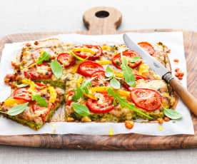 Pizza aux légumes du soleil et basilic