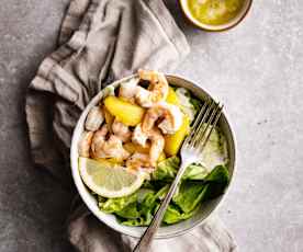 Shrimp Salad with Peaches in White Pepper Citronette