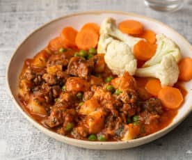 Minted Lamb Casserole with Steamed Vegetables