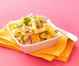 Penne with Diced Butternut Squash and Ham