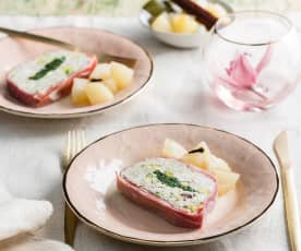 Champagne poached chicken terrine
