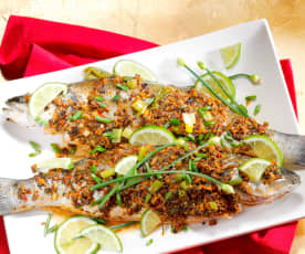 Ginger Garlic Steamed Whole Fish