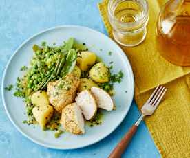 Curry-Hähnchen mit lauwarmem Kartoffelsalat