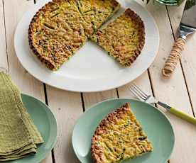 Frittata de verduras de primavera con hierbas aromáticas